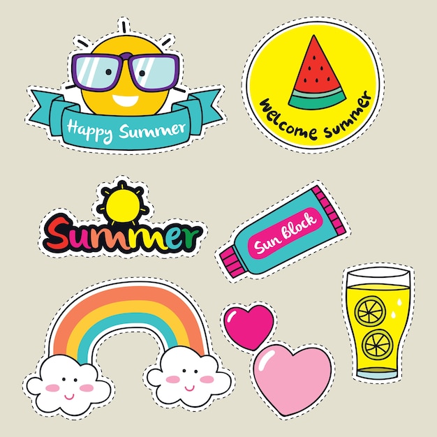  Cute girly sticker patch design series