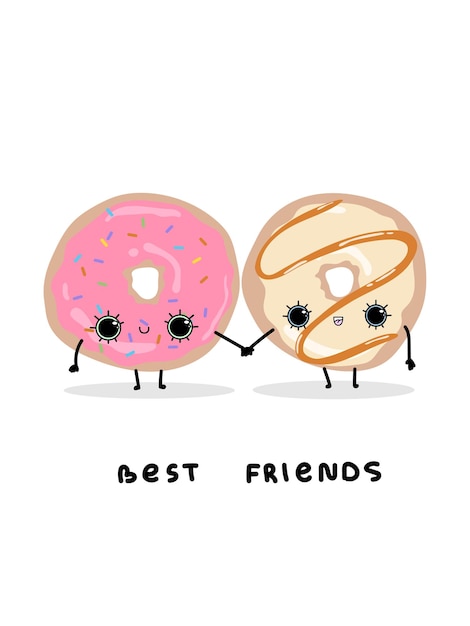 Cute glazed donuts girls best friends text Postcard poster background