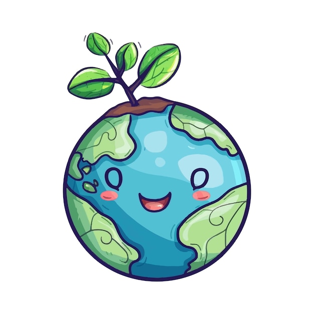 Vector cute globe illustration on a white background