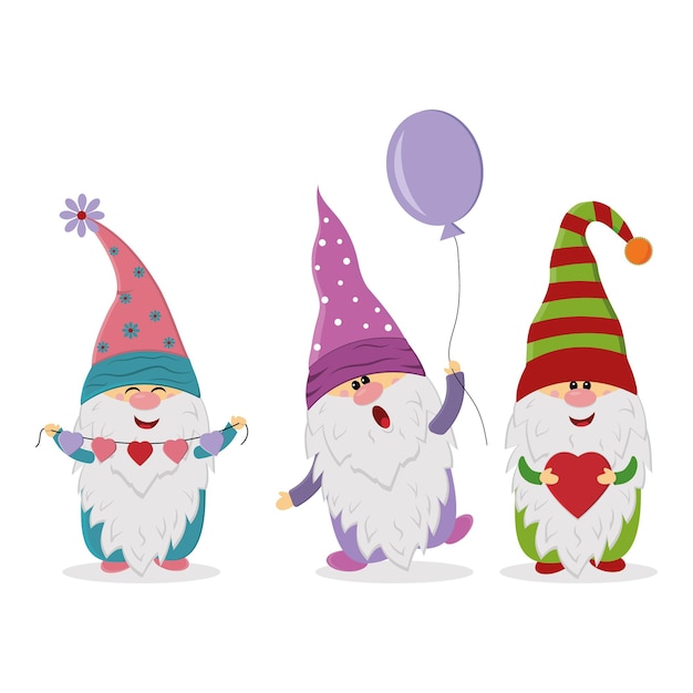 Cute Gnome characters, isolated vector illustration