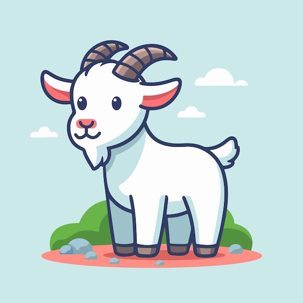 Cute goat cartoon flat design vector illustration