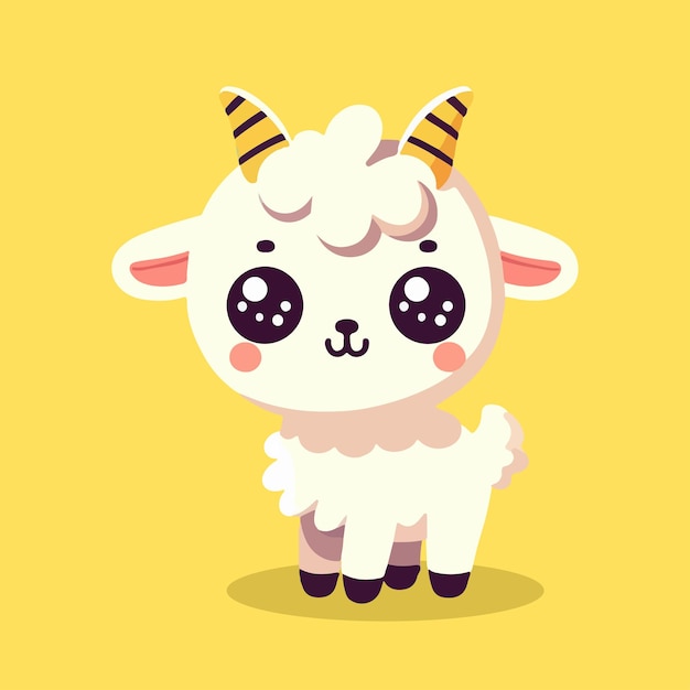 Cute Goat Design Vector With Yellow Background