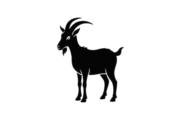 Vector a cute goat silhouette on white background