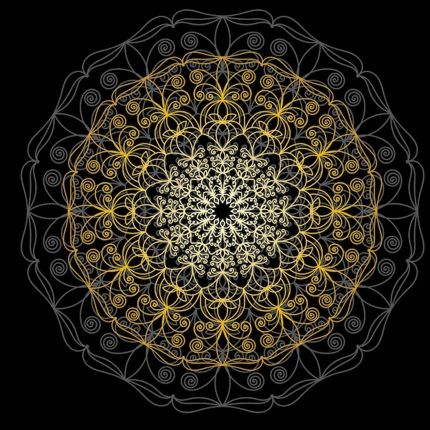 Cute gold Mandala. Ornamental round doodle flower isolated on white background. Geometric decorative ornament in ethnic oriental style.