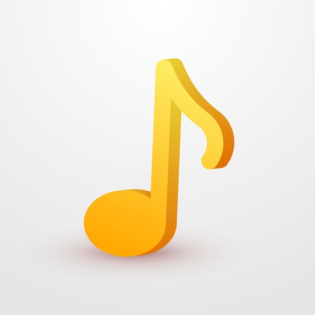 Cute gold music 3d icon 3d render cartoon style vector