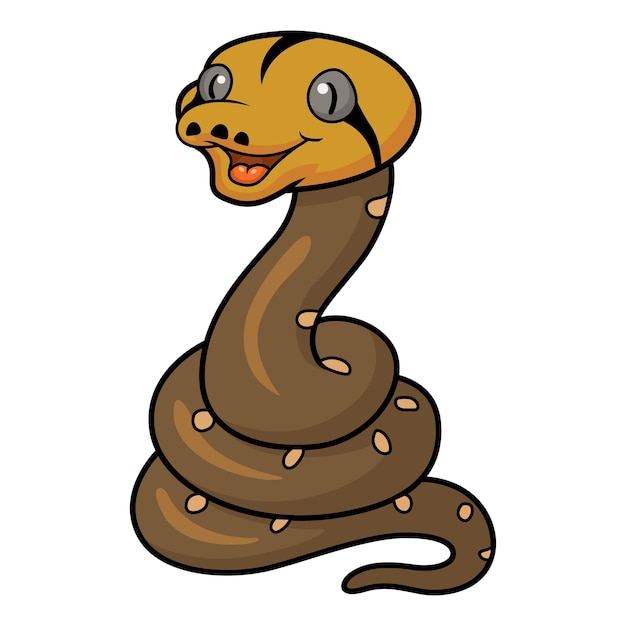 Cute golden child reticulated python cartoon