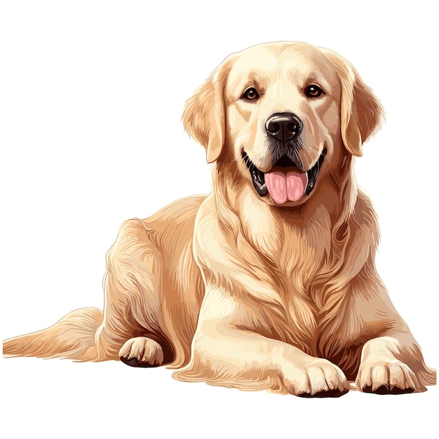 Cute Golden Retriever Dog cartoon Vector Style white background