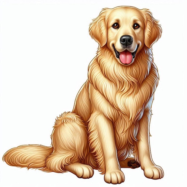 Vector cute golden retriever dogs vector cartoon illustration