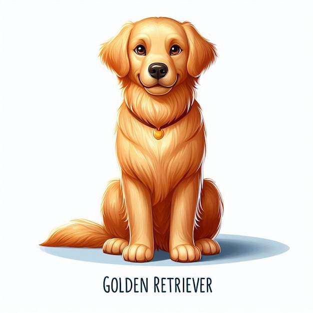 Cute Golden Retriever Dogs Vector Cartoon illustration