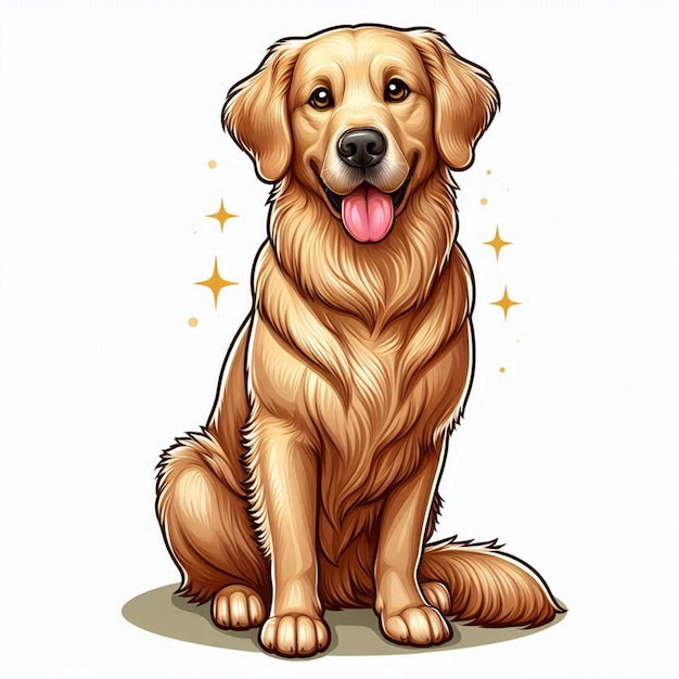 Vector cute golden retriever dogs vector cartoon illustration