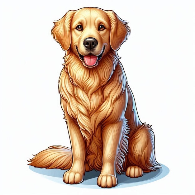 Cute Golden Retriever Dogs Vector Cartoon illustration