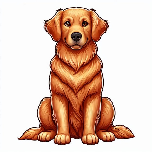 Cute Golden Retriever Dogs Vector Cartoon illustration