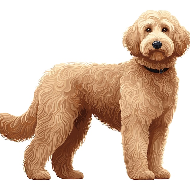 Cute Goldendoodle Dog cartoon Vector Style white background