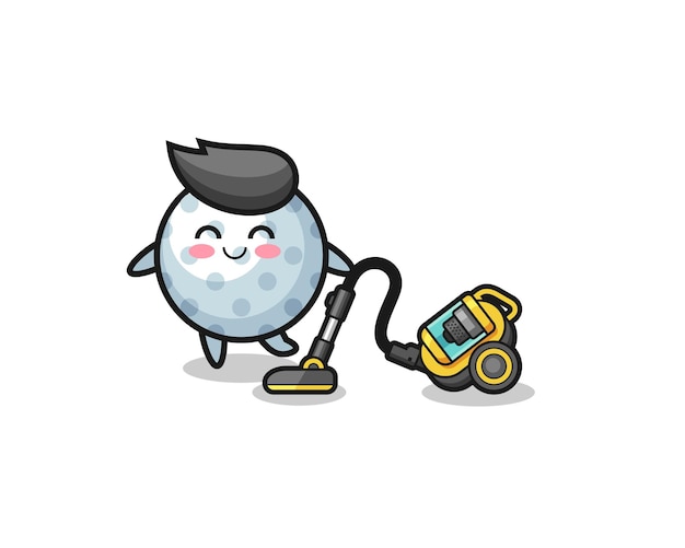 Cute golf holding vacuum cleaner illustration , cute design