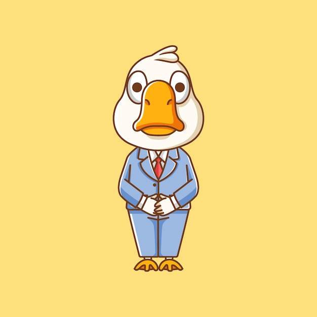 Vector cute goose businessman suit office workers cartoon animal character mascot icon flat style illustration concept