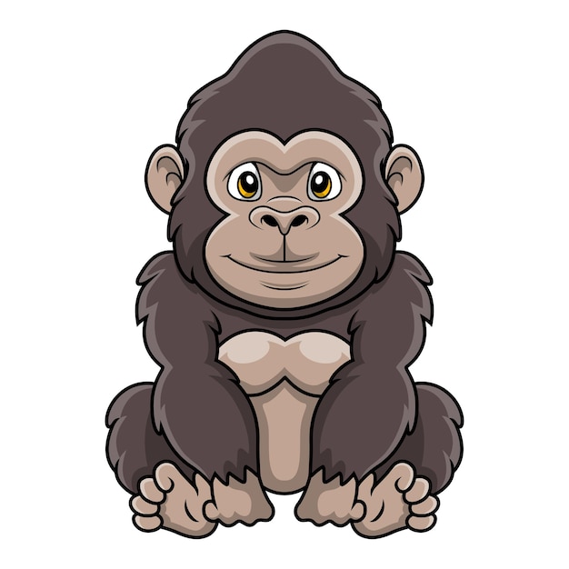 Cute gorilla cartoon on white background