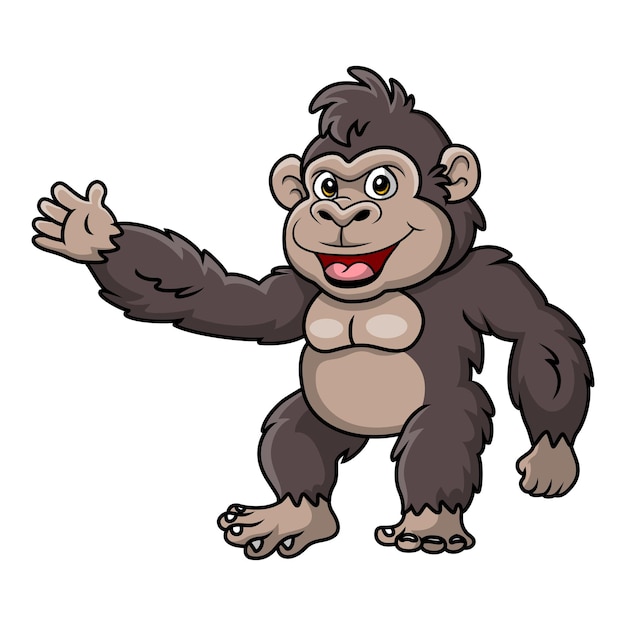 Cute gorilla cartoon on white background