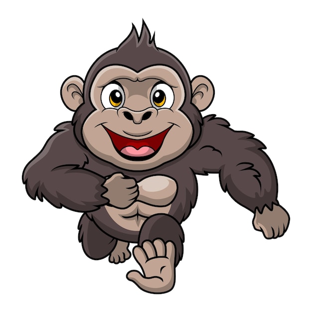 Cute gorilla cartoon on white background