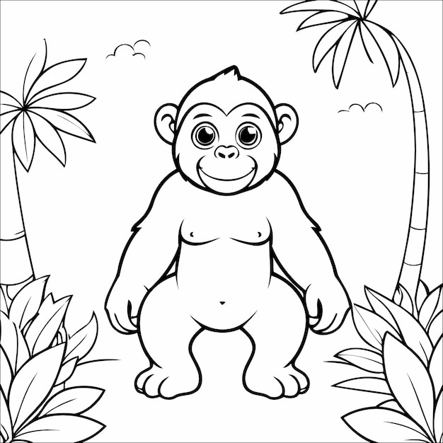 Cute Gorilla Coloring Page For Children