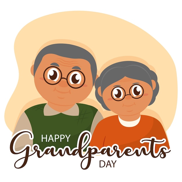 Cute grandma and grandpa couple characters Happy grandparents day Vector illustration