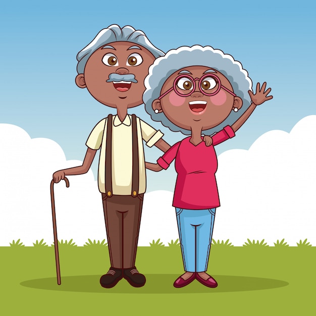 Cute grandparents cartoon