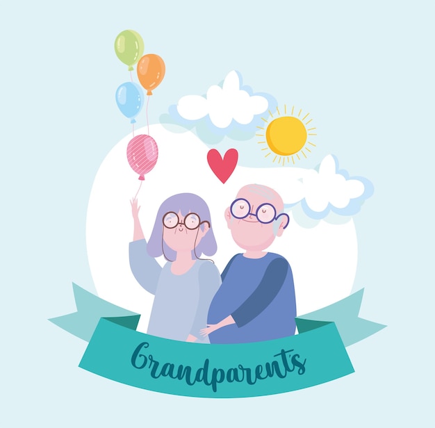 Cute grandparents with balloons