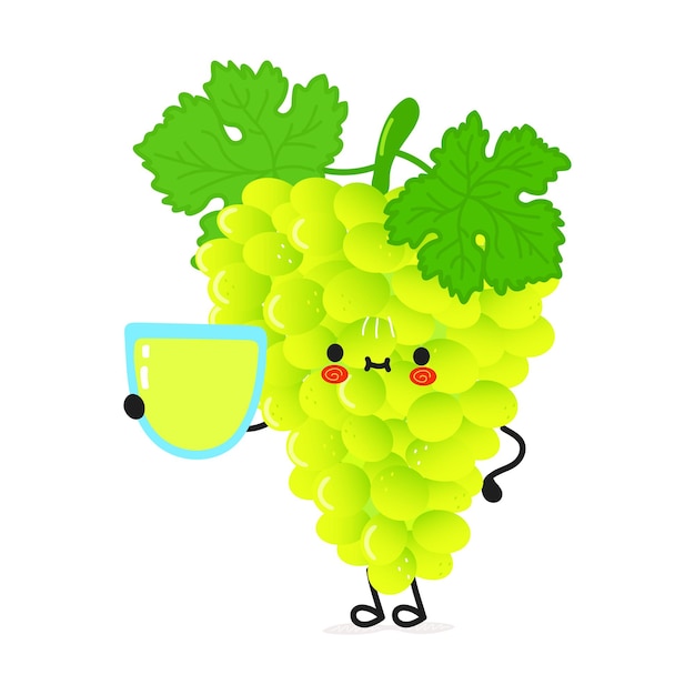 Cute grape with glass of juice