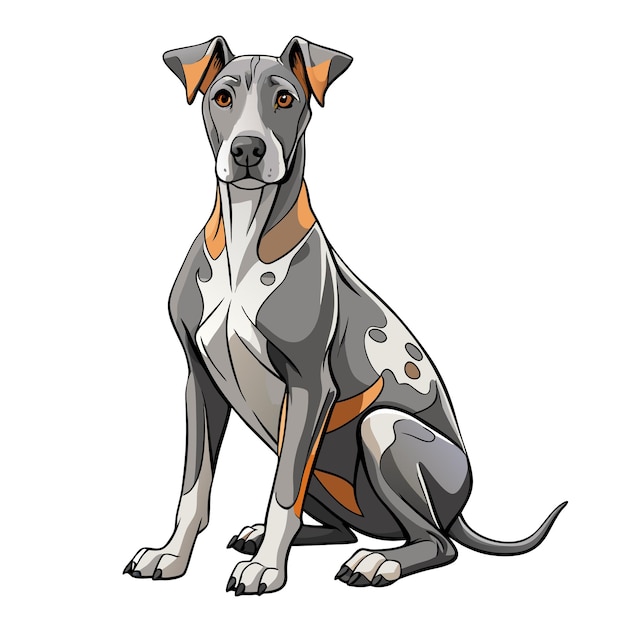 Cute Great dane dog vector cartoon illustration