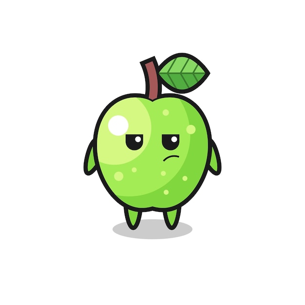 Cute green apple character with suspicious expression , cute style design for t shirt, sticker, logo element