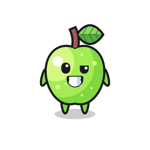 Cute green apple mascot with an optimistic face