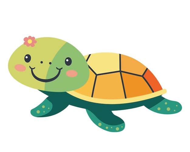 Cute green baby turtle character