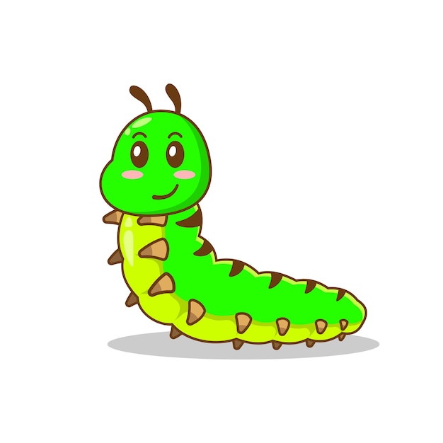 Cute green caterpillar on white background