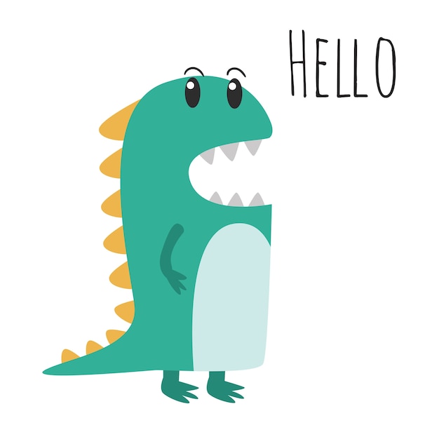 Cute Green Dinosaur Illustration