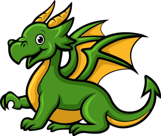 Cute green dragon on white background