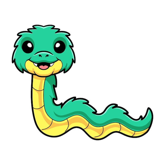 Cute green spiny bush viper cartoon