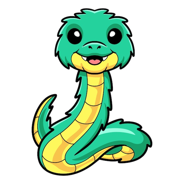 Cute green spiny bush viper cartoon