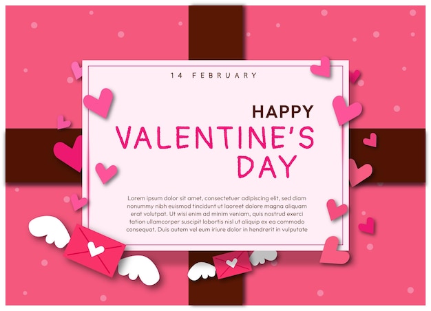 Cute Greeting Card Valentines Day Vector Background with Hearths and Love Mails Design