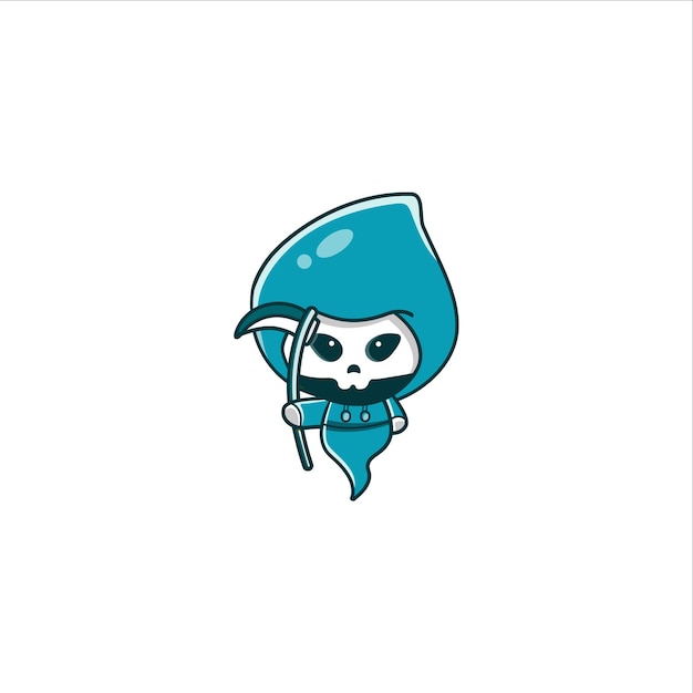 Cute grim reaper vector mascot design logo illustration