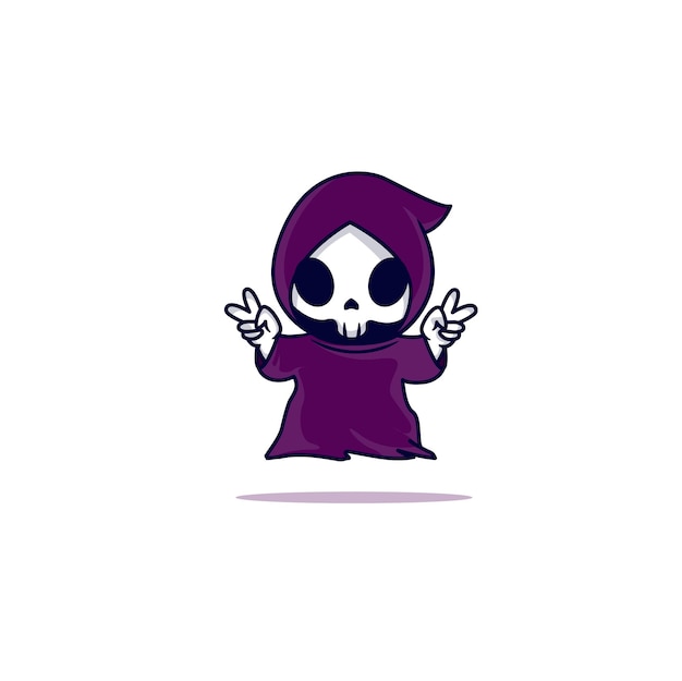 Cute grim resper cartoon vector illustrations