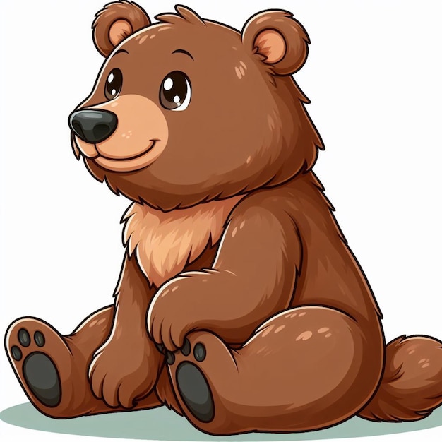 Cute Grizzly Bear Vector Cartoon illustration