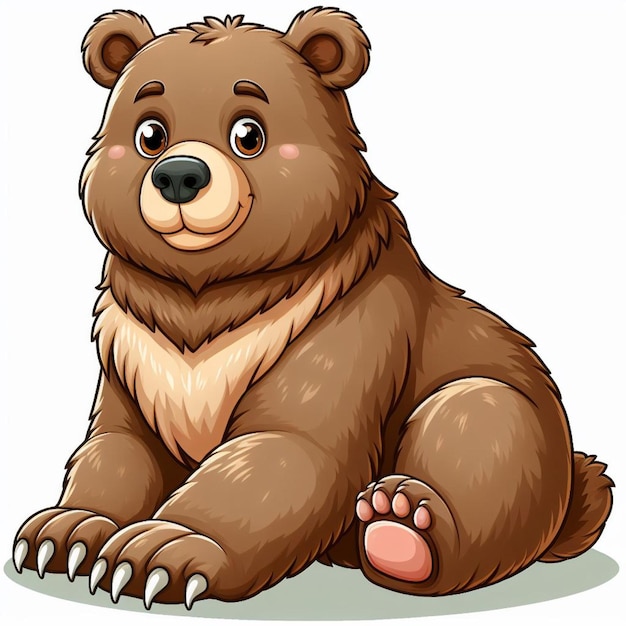 Cute Grizzly Bear Vector Cartoon illustration