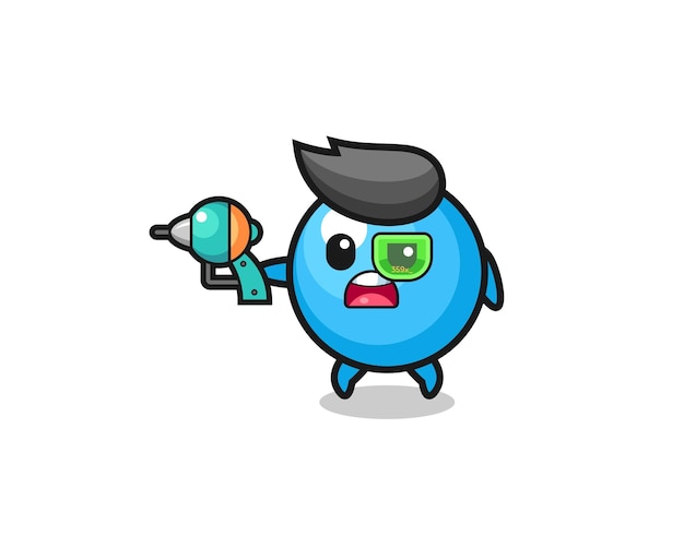 Cute gum ball holding a future gun