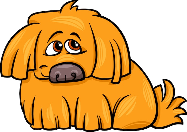 cute hairy dog cartoon illustration