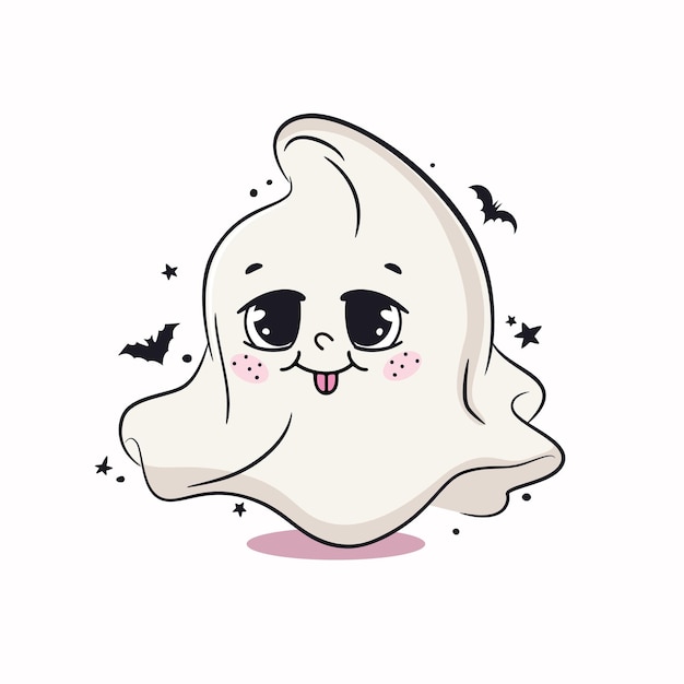 Vector cute halloween baby ghost cute cartoon character vector stock illustration