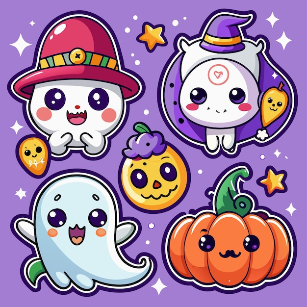 Cute Halloween Characters with Spooky Smiles