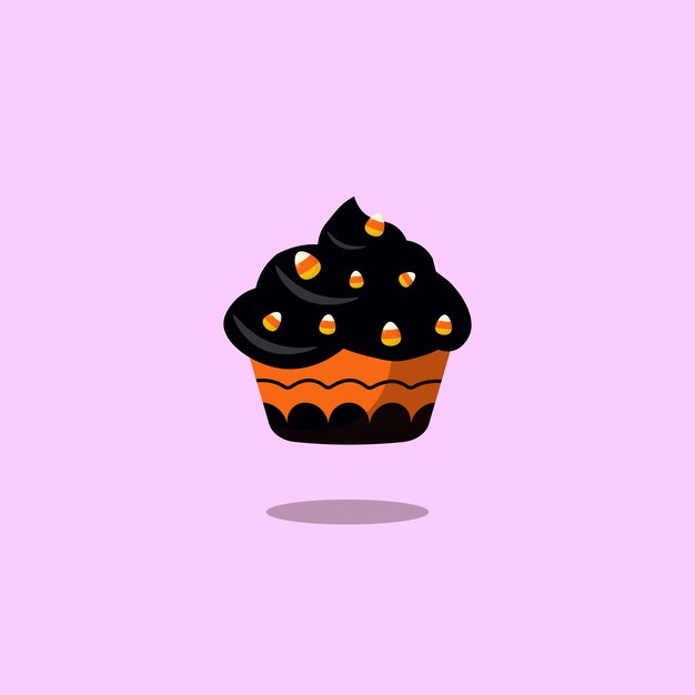 Vector cute halloween cupcake