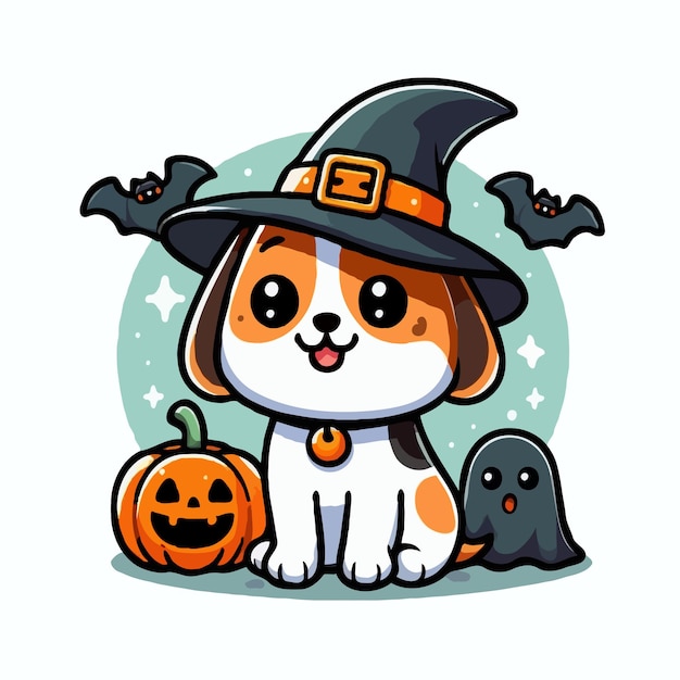 cute halloween dog vector on white background