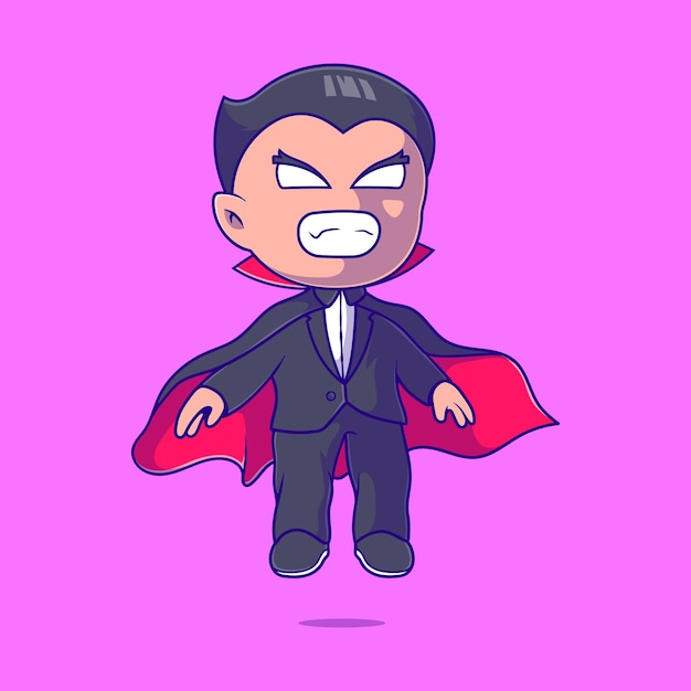 Cute halloween dracula vampire illustration suitable for mascot sticker and tshirt design