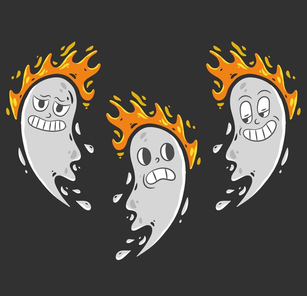 Cute Halloween Ghost Set Vector