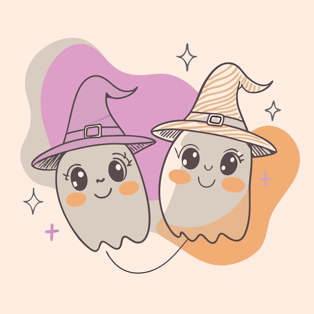 Vector cute halloween ghost vector illustration